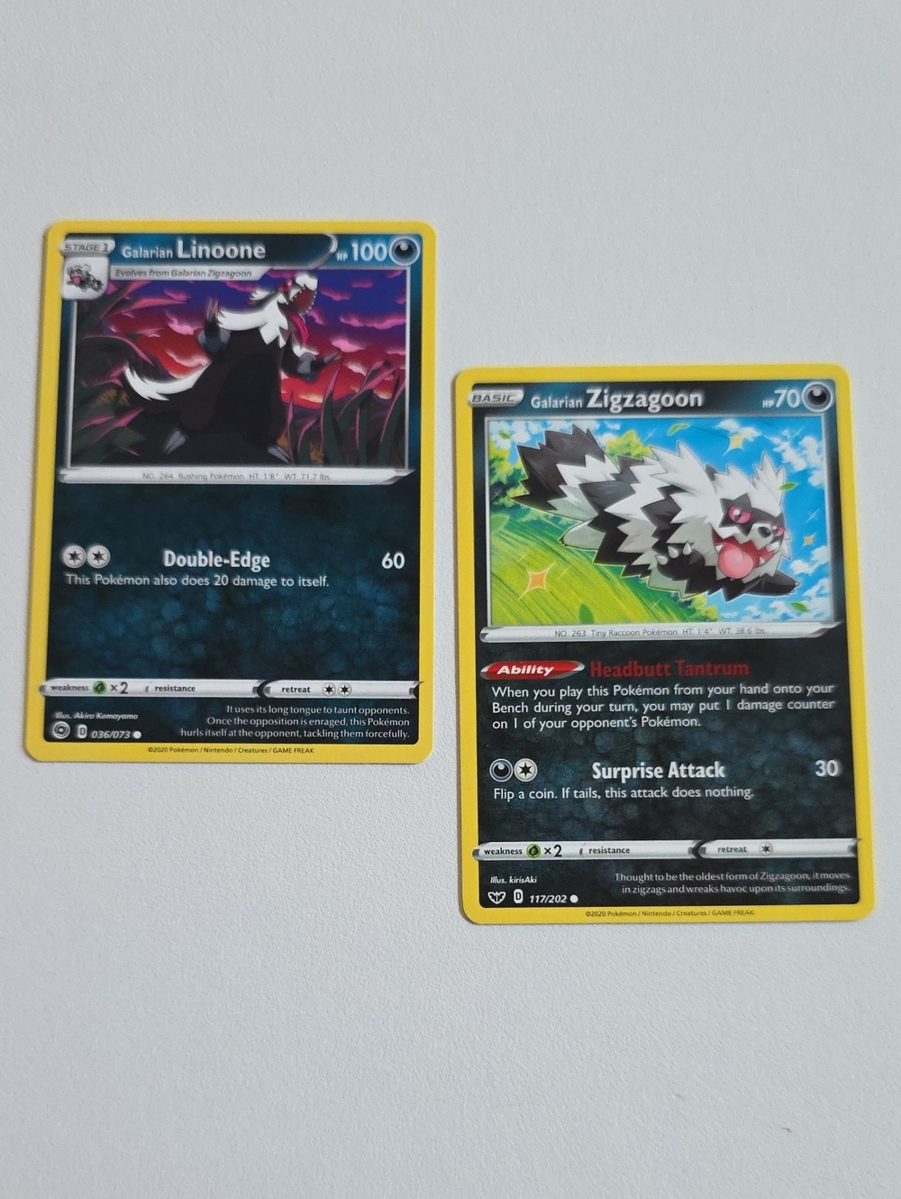 Pokemon Galarian Linoone And Zigzagoon Card